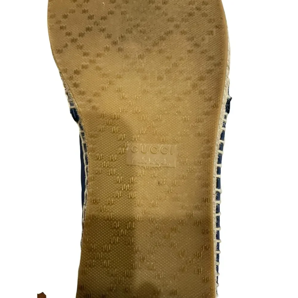Gucci Microguccissima Blue Leather Espadrilles Size 8 GG Monogram Made in Spain - Picture 12 of 12